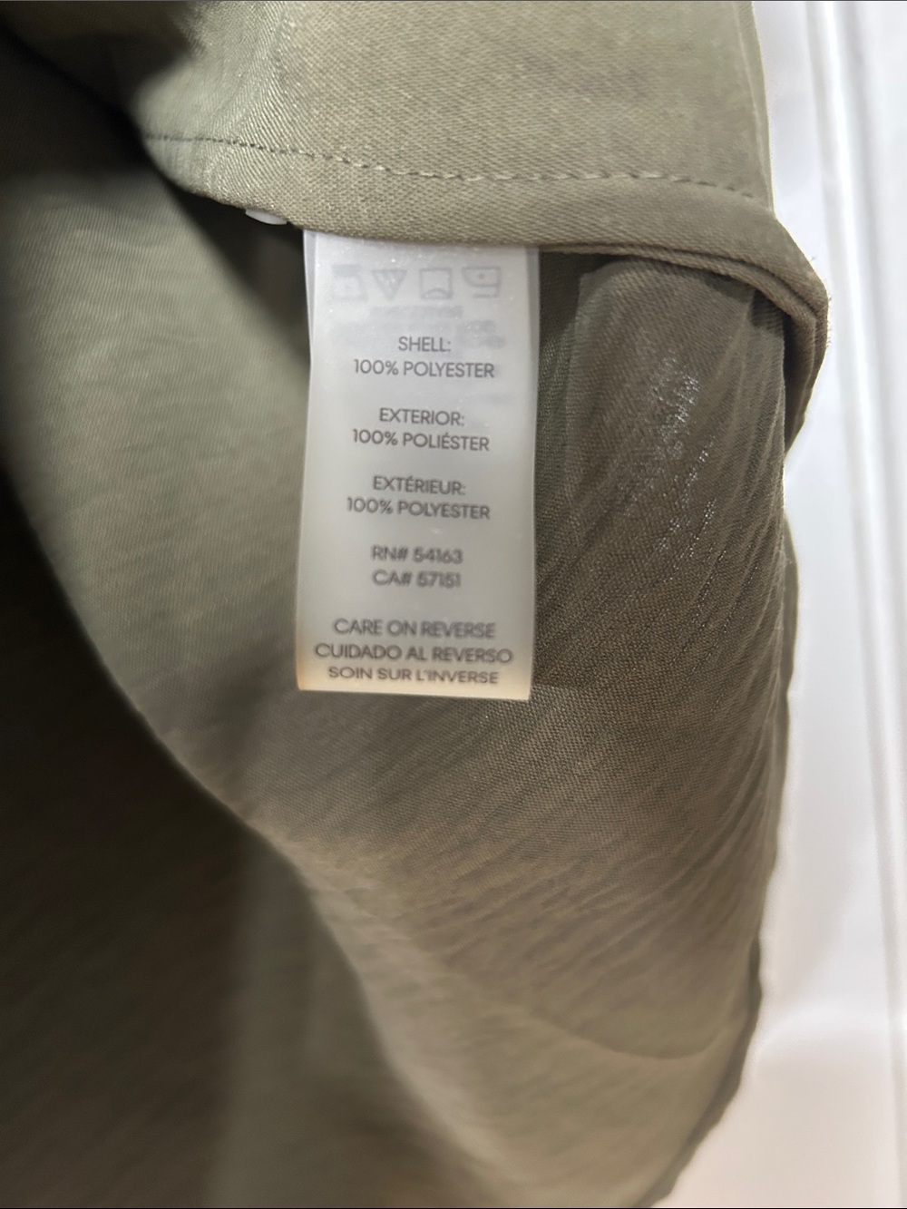 Calvin Klein Olive Green Button-Up Utility Blouse- large - Picture 5 of 6